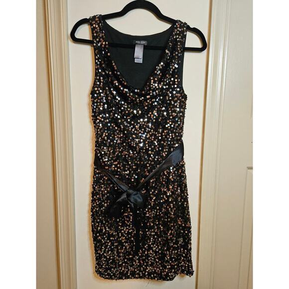 Bisou Bisou Sequenced Black Mini Dress Size 4 - Picture 2 of 9
